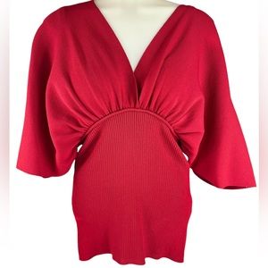 Red NY&CO Double V Neck Sweater Kimono Size M
